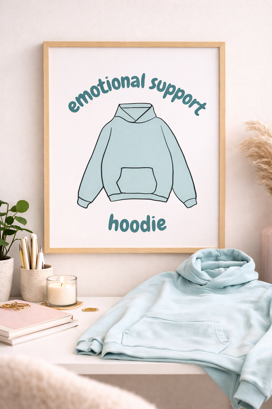 Emotional Support Hoodie Digital Print