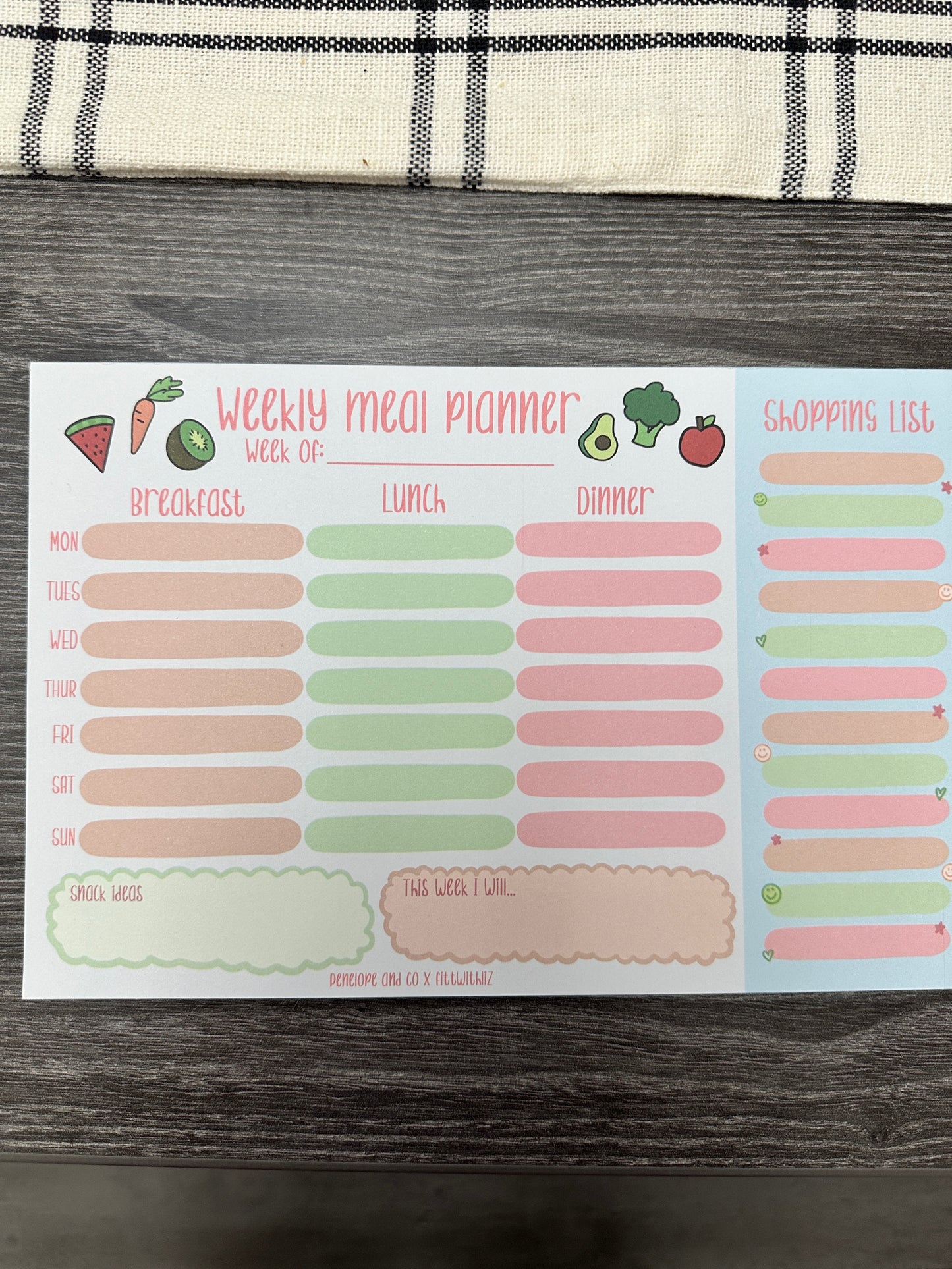 Weekly Meal Planner 9x6