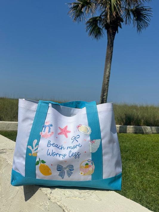 Beach More Worry Less Tote Bag