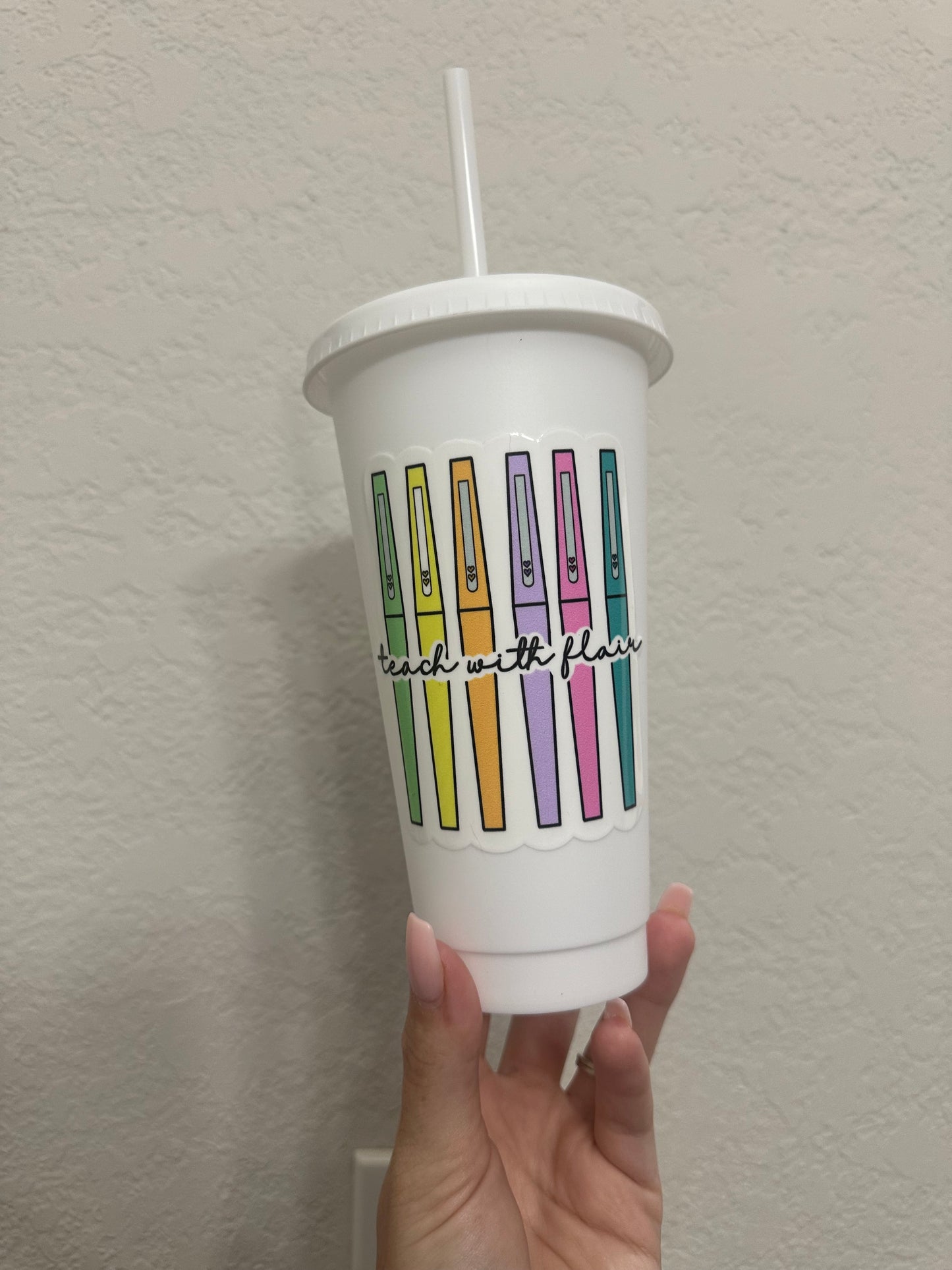 Teach With Flair White Tumbler