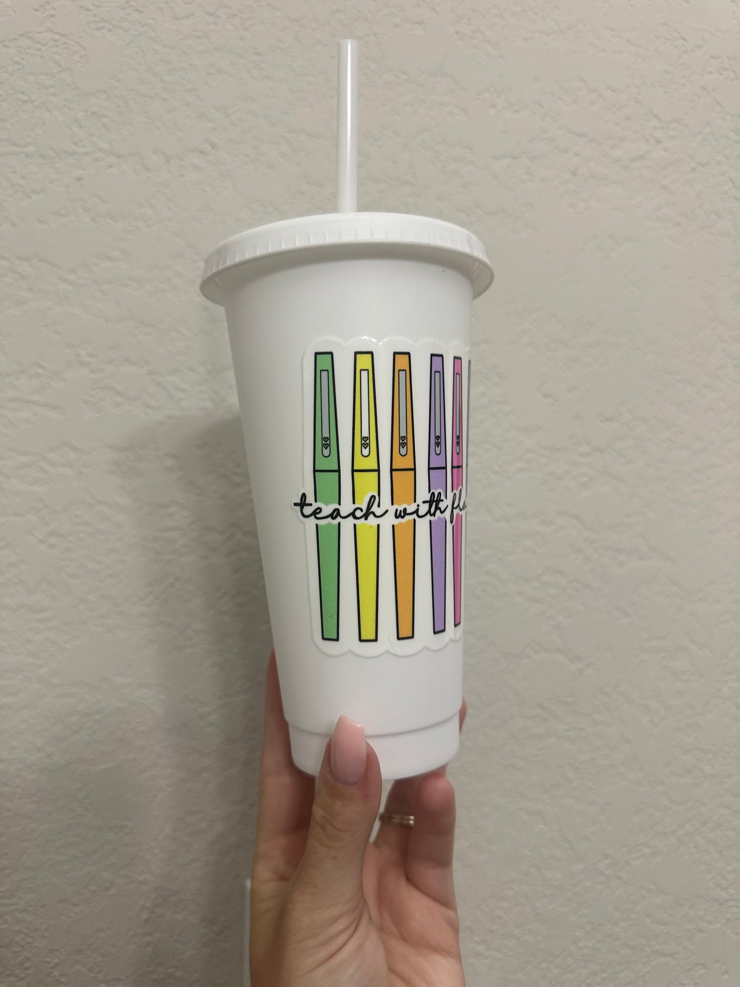 Teach With Flair White Tumbler