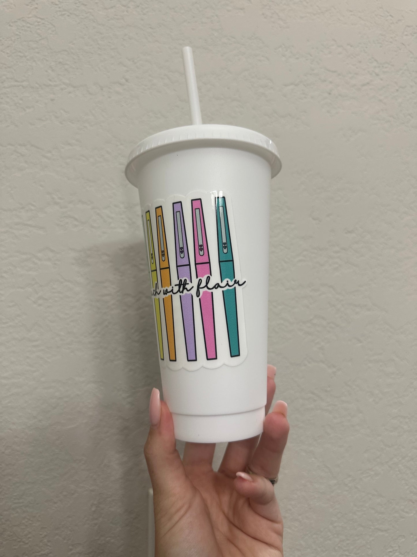 Teach With Flair White Tumbler