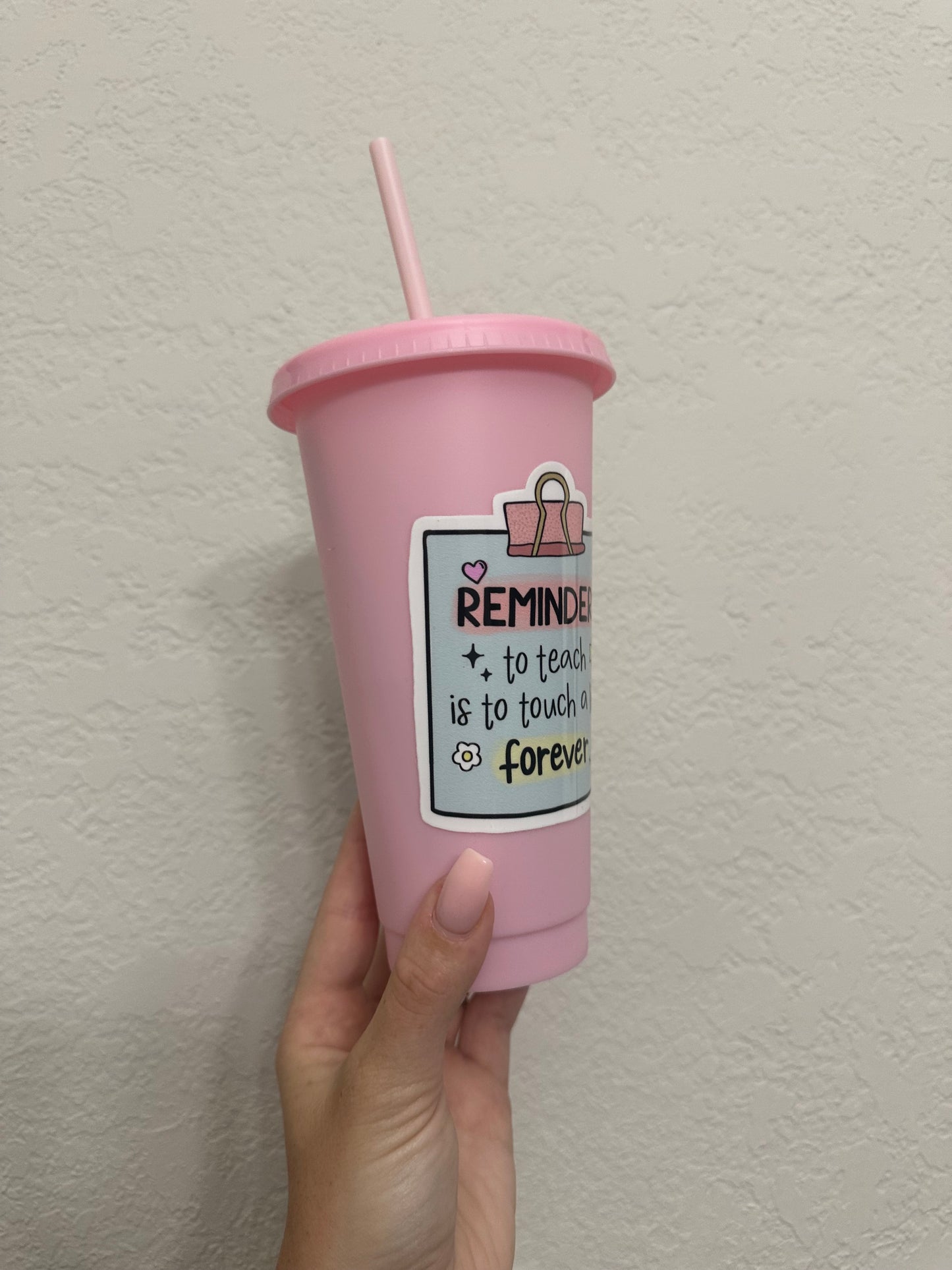 Teacher Post It Note Pink Tumbler