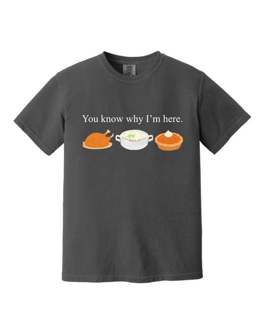 Thanksgiving "You Know Why I'm Here" Tshirt